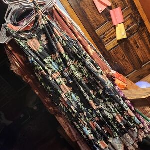Torrid Black and Pink Floral Maxi Dress